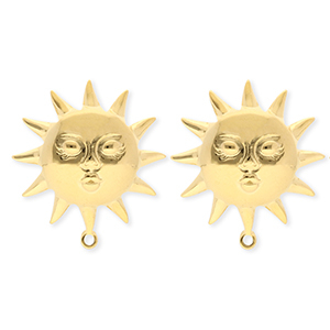 BY31&reg; Zubeh&ouml;r aus Stainless Steel - Rostfreiem Stahl Ohrringe&nbsp;/&nbsp;Ohrstecker Sun with Face with Loop Gold