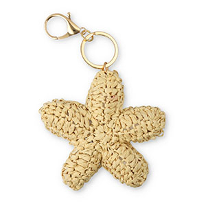 Schl&uuml;sselanh&auml;nger Geh&auml;kelten Starfish Gold-beige