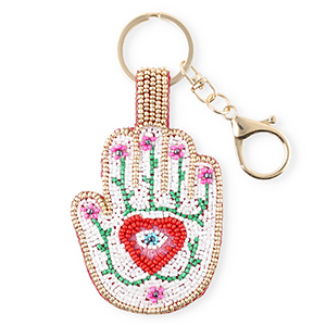 Schl&uuml;sselanh&auml;nger Hand with Eye of Providence Gold-white-fuchsia-red-green