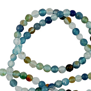 Perlen Naturstein 3mm Facett geschliffen Multicolour blue