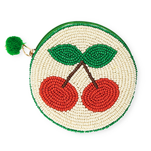Geldb&ouml;rse Round with Cherries Off white-green-brown-red
