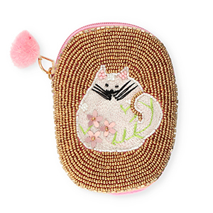 Geldb&ouml;rse Oval with Cat Gold-white-light pink