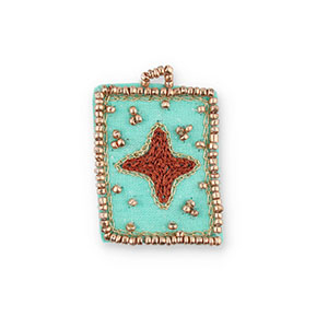 Handgefertigte Stoffanh&auml;nger Star Turquoise-brown-gold