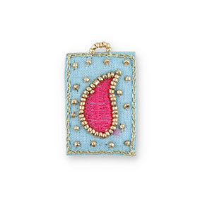 Handgefertigte Stoffanh&auml;nger Drop Light blue-fuchsia-gold