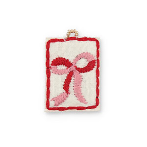 Handgefertigte Stoffanh&auml;nger Bow White-pink-red-gold