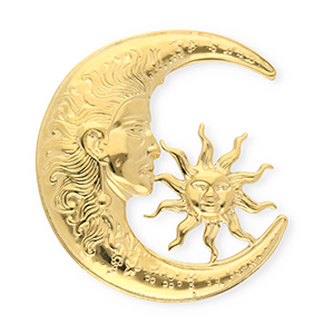 Statement Broschen aus Stainless Steel - Rostfreiem Stahl Moon & Sun Gold