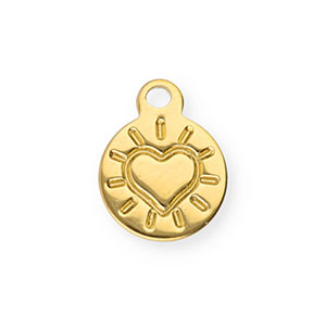 Anh&auml;nger aus Stainless Steel - Rostfreiem Stahl Round with Heart Gold