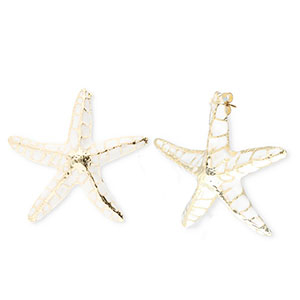 Musthave Ohrringe&nbsp;/&nbsp;Ohrstecker Enamel Starfish mit Rostfrei Stahl-Stecker Gold-white