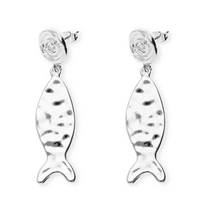 Musthave Ohrringe&nbsp;/&nbsp;Ohrstecker Spiral & Fish mit Rostfrei Stahl-Stecker Silver