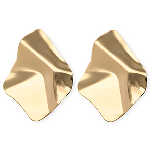 Statement-Ohrringe&nbsp;/&nbsp;Ohrstecker Organic Rhombus mit Rostfrei Stahl-Stecker Gold
