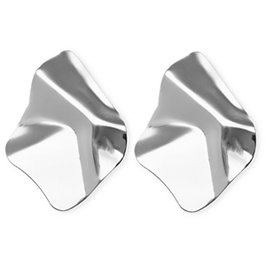 Statement-Ohrringe&nbsp;/&nbsp;Ohrstecker Organic Rhombus mit Rostfrei Stahl-Stecker Silver