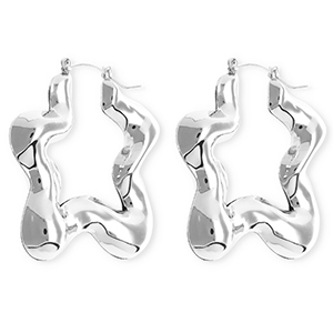 Statement-Ohrringe&nbsp;/&nbsp;Creolen Star mit Rostfrei Stahl-Stecker Silver