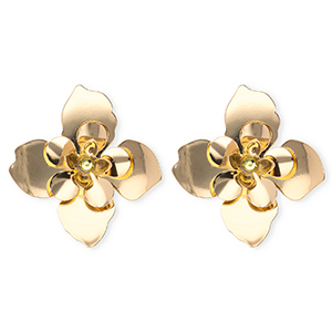 Statement-Ohrringe&nbsp;/&nbsp;Ohrstecker Flower mit Rostfrei Stahl-Stecker Gold
