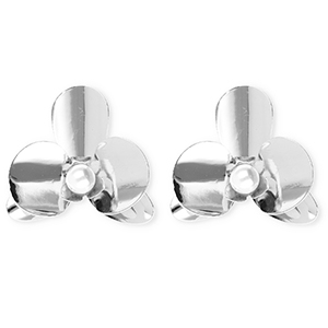 Statement-Ohrringe&nbsp;/&nbsp;Ohrstecker Flower with Imitation Pearl mit Rostfrei Stahl-Stecker Silver-white