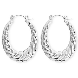 Statement-Ohrringe&nbsp;/&nbsp;Creolen Twisted mit Rostfrei Stahl-Stecker Silver