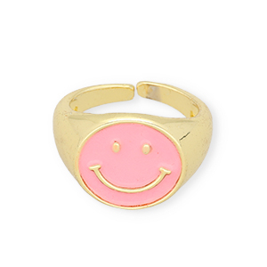 Trend Ringe Enamel Smiley Pink-gold