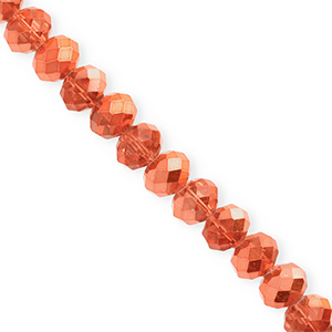 Facetten Top Glas Perlen 8x6&nbsp;mm Rondellen Coral orange-pearl shine coating