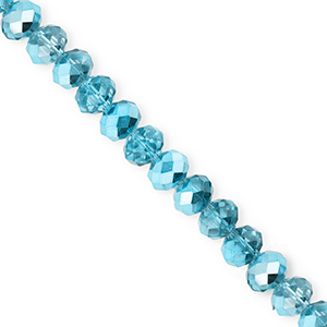 Facetten Top Glas Perlen 6x5&nbsp;mm Rondellen Teal blue-pearl shine coating
