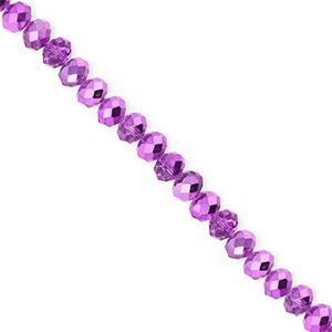 Facetten Top Glas Perlen 4x3&nbsp;mm Rondellen Purple-pearl shine coating