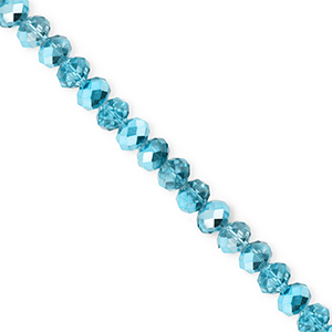 Facetten Top Glas Perlen 4x3&nbsp;mm Rondellen Teal blue-pearl shine coating