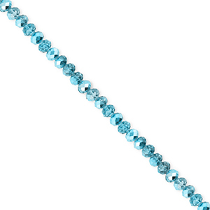Facetten Top Glas Perlen 3x2&nbsp;mm Rondellen Teal blue-pearl shine coating