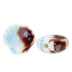 Keramik Perlen Shell Light blue-brown