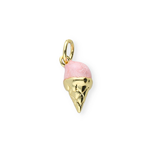 TQ Metall Brass Anh&auml;nger Ice Cream Gold-light pink