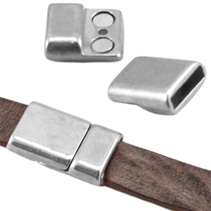 Metall DQ Magnetverschluss (f&uuml;r DQ Leder flach 10mm) Antik silber (Nickelfrei)