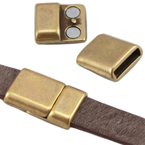 Verschluss aus DQ Metall (f&uuml;r Leder flach 10mm) Antik bronze (Nickelfrei)