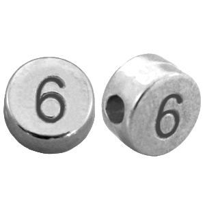 Metall DQ Zahlen Perlen&nbsp;# 6 Antik silber (Nickelfrei)