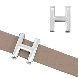 Schieber Metall DQ Buchstabe "H" &Oslash;10.3x2.3mm Antik silber (nickelfrei)