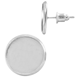 Ohrstecker Metall f&uuml;r 12mm Cabochon Silber