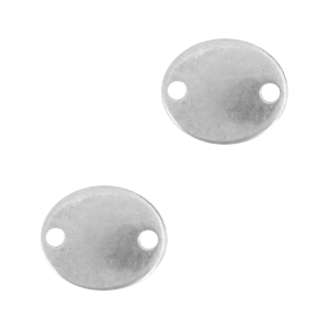 Metall DQ Anh&auml;nger Zwischenst&uuml;ck oval Antik silber (Nickelfrei)
