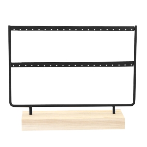 Schmuck Display Ohrringe doppel Metall mit Holz St&auml;nder Black