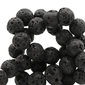 8mm Perlen Naturstein Lava matt Black