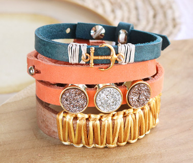 Cuoio Fassungen / Schieber f&uuml;r 8 mm Leder und 12 mm Cabochon