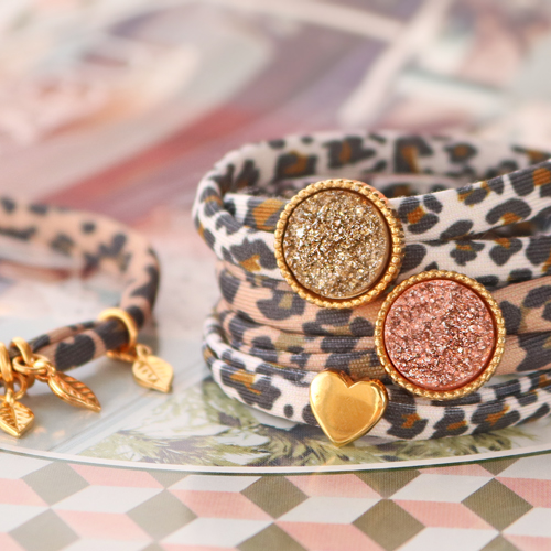 Machen Sie die besten Armb&auml;nder und Haargummis mit gestepptem Elastik Band Leopard: