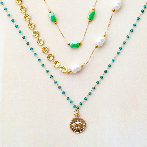 Ketten und Ohrringe: Ideen f&uuml;r Jasseron mit eingearbeiteten Perlen